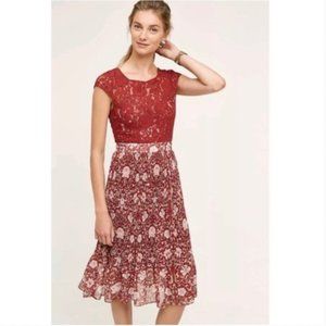 PLENTY TRACY REESE rust lace Arcadia floral vine midi dress